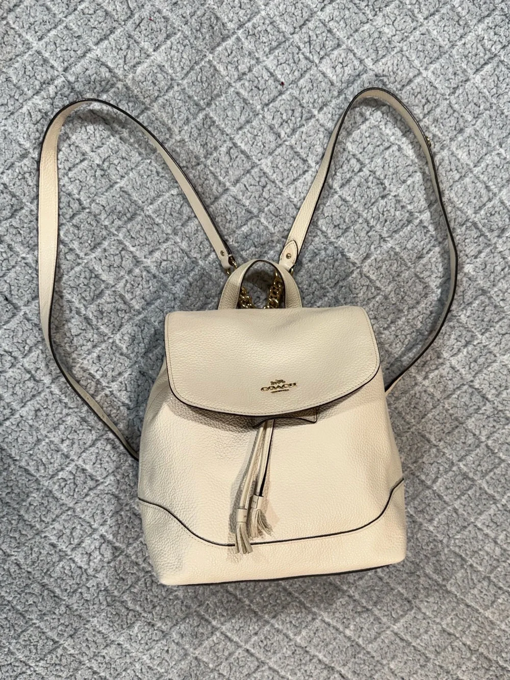 Coach Elle Pebbled Leather Backpack in Chalk